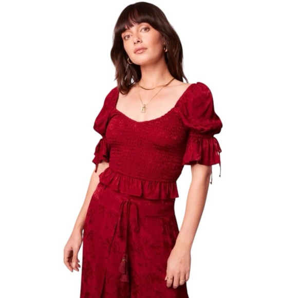 Band of the Free LEA RHUBARB SMOCKED
CROP TOP, size Large - Picture 1 of 12